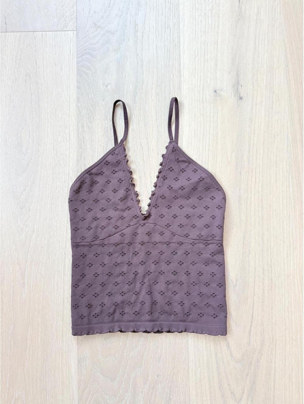 Intimately Free People Eyelet Seamless Triangle Cami Brown XS/S NWOT